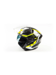 Шлем мото открытый GTX 278 №2 (L) BLACK/FLUO YELLOW WHITE (2 визора)