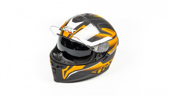 Шлем мото интеграл GTX 5672 (M) #2 BLACK/FLUO ORANGE GREY (2 визора) купить за 8 400 руб.