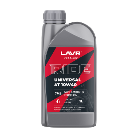 Моторное масло для мотоциклов RIDE UNIVERSAL 4T 10W40 SM LAVR 1л