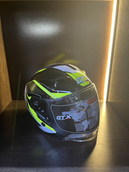 Шлем мото открытый GTX 278 №2 (L) BLACK/FLUO YELLOW WHITE (2 визора)