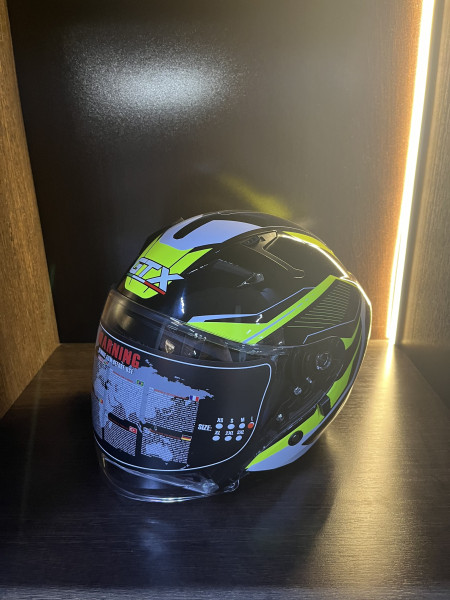 Шлем мото открытый GTX 278 №2 (L) BLACK/FLUO YELLOW WHITE (2 визора)